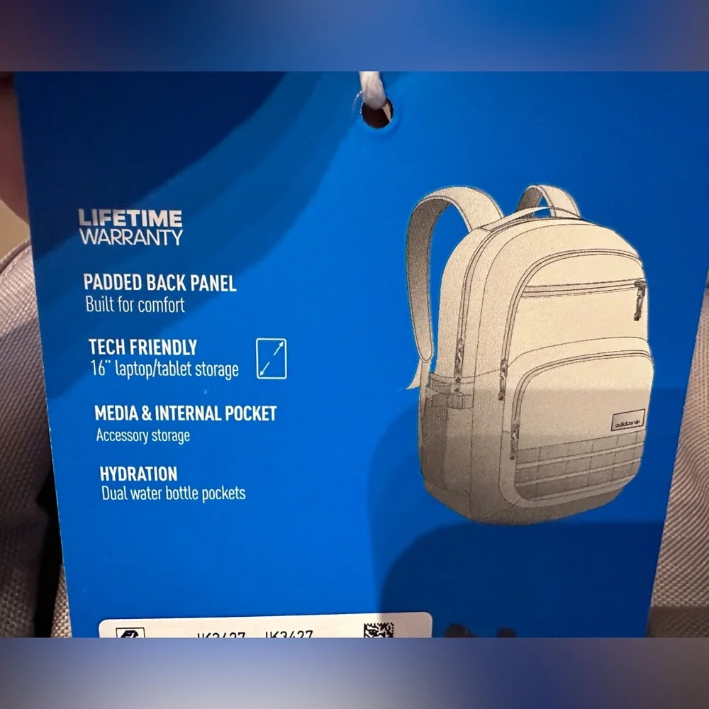 Adidas Backpack in Beige ,holds 16” laptop NWT‎